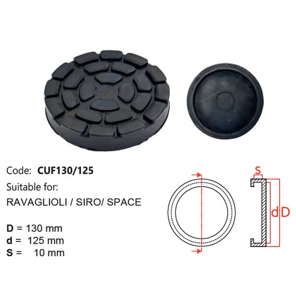 Tampone a cuffia - CUF130/125 - Per sollevatori modello: RAVAGLIOLI, SIRIO, SPACE Tampone a cuffia - CUF130/125 - Per sollevatori modello: RAVAGLIOLI, SIRIO, SPACE